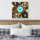 Steampunk Roestige Achtergrond met Turquoise Lenze Canvas Afdruk (Insitu (Slaapkamer))