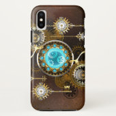 Steampunk Roestige Achtergrond met Turquoise Lenze Case-Mate iPhone Case (Achterkant)