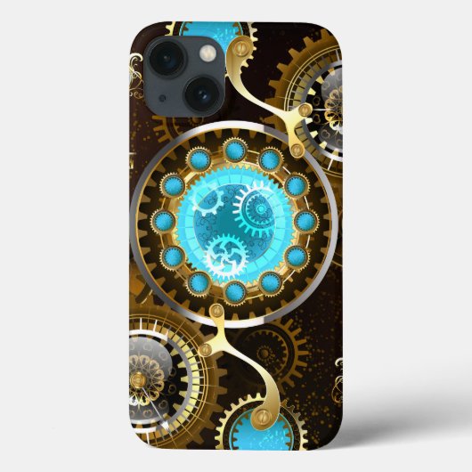 Steampunk Roestige Achtergrond met Turquoise Lenze Case-Mate iPhone Case (Achterkant)