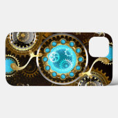 Steampunk Roestige Achtergrond met Turquoise Lenze Case-Mate iPhone Case (Achterkant (horizontaal))