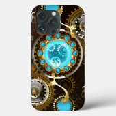 Steampunk Roestige Achtergrond met Turquoise Lenze Case-Mate iPhone Case (Achterkant)
