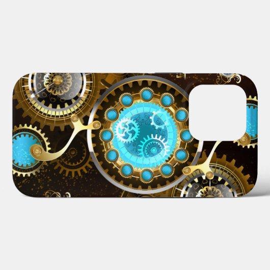 Steampunk Roestige Achtergrond met Turquoise Lenze Case-Mate iPhone Case (Achterkant (horizontaal))