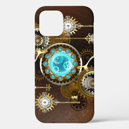 Steampunk Roestige Achtergrond met Turquoise Lenze Case-Mate iPhone Case (Achterkant)