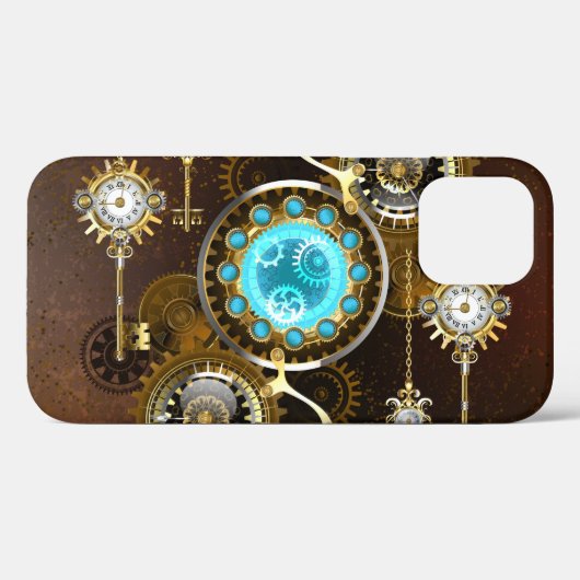 Steampunk Roestige Achtergrond met Turquoise Lenze Case-Mate iPhone Case (Achterkant (horizontaal))