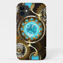 Steampunk Roestige Achtergrond met Turquoise Lenze