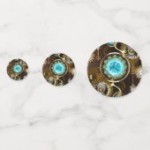 Steampunk Roestige Achtergrond met Turquoise Lenze Confetti (Voorkanten)