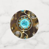 Steampunk Roestige Achtergrond met Turquoise Lenze Confetti (Kleine voorkant)