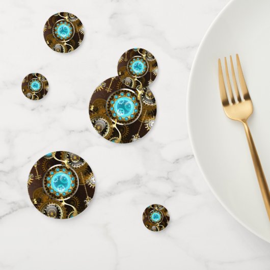 Steampunk Roestige Achtergrond met Turquoise Lenze Confetti (Groep)