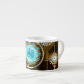 Steampunk Roestige Achtergrond met Turquoise Lenze Espresso Kop (Voorkant rechts)