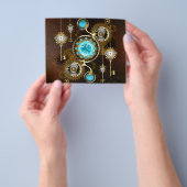 Steampunk Roestige Achtergrond met Turquoise Lenze Flyer (Hand)