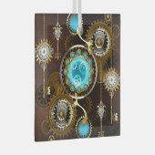 Steampunk Roestige Achtergrond met Turquoise Lenze Glas Ornament (Voorkant Rechts)
