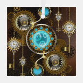 Steampunk Roestige Achtergrond met Turquoise Lenze Glas Ornament (Achterkant)