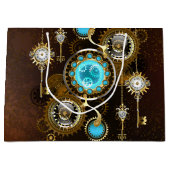 Steampunk Roestige Achtergrond met Turquoise Lenze Groot Cadeauzakje (Voorkant)