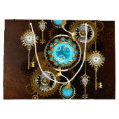 Steampunk Roestige Achtergrond met Turquoise Lenze Groot Cadeauzakje (Achterkant)