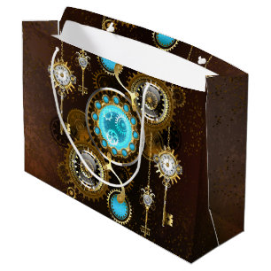 Steampunk Roestige Achtergrond met Turquoise Lenze Groot Cadeauzakje