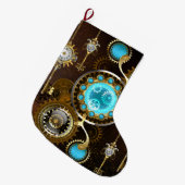 Steampunk Roestige Achtergrond met Turquoise Lenze Grote Kerstsok (Voorkant (Hangend))