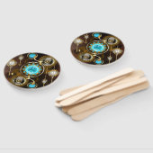 Steampunk Roestige Achtergrond met Turquoise Lenze Handwaaier (Niet-gemonteerd)