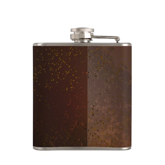 Steampunk Roestige Achtergrond met Turquoise Lenze Heupfles (Achterkant)