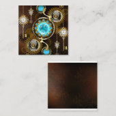 Steampunk Roestige Achtergrond met Turquoise Lenze Informatiekaartje (Voorkant / Achterkant)