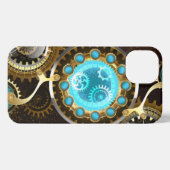 Steampunk Roestige Achtergrond met Turquoise Lenze iPhone Hoesje (Achterkant horizontaal)