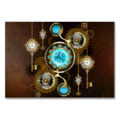 Steampunk Roestige Achtergrond met Turquoise Lenze Kaart (Voorkant)