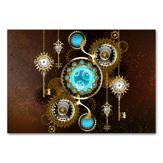 Steampunk Roestige Achtergrond met Turquoise Lenze Kaart (Voorkant)