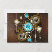 Steampunk Roestige Achtergrond met Turquoise Lenze Kaart (Voorkant)