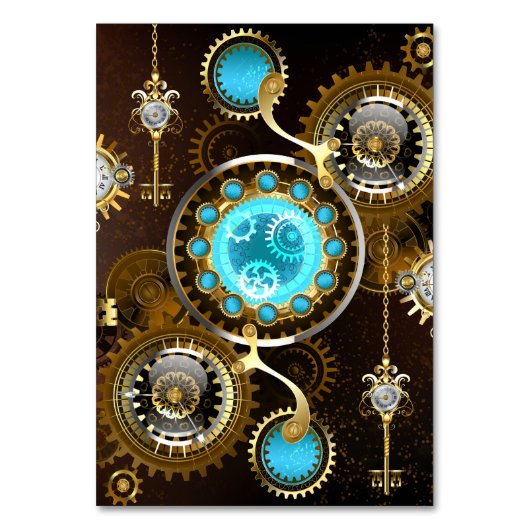 Steampunk Roestige Achtergrond met Turquoise Lenze Kaart (Voorkant)