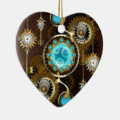 Steampunk Roestige Achtergrond met Turquoise Lenze Keramisch Ornament (Rechts)