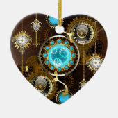 Steampunk Roestige Achtergrond met Turquoise Lenze Keramisch Ornament (Voorkant)
