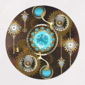 Steampunk Roestige Achtergrond met Turquoise Lenze Labels (Design 2)
