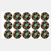 Steampunk Roestige Achtergrond met Turquoise Lenze Labels (Vel)