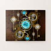 Steampunk Roestige Achtergrond met Turquoise Lenze Legpuzzel (Horizontaal)