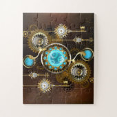 Steampunk Roestige Achtergrond met Turquoise Lenze Legpuzzel (Verticaal)
