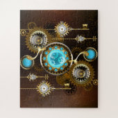 Steampunk Roestige Achtergrond met Turquoise Lenze Legpuzzel (Verticaal)