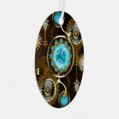Steampunk Roestige Achtergrond met Turquoise Lenze Metalen Ornament (Voorkant Rechts)