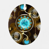 Steampunk Roestige Achtergrond met Turquoise Lenze Metalen Ornament (Achterkant)