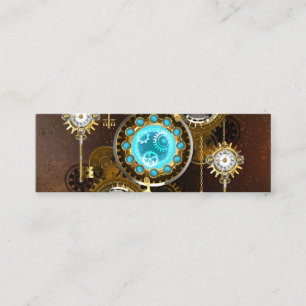 Steampunk Roestige Achtergrond met Turquoise Lenze Mini Visitekaartje