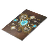 Steampunk Roestige Achtergrond met Turquoise Lenze Notitieblok (Schuin)
