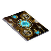 Steampunk Roestige Achtergrond met Turquoise Lenze Notitieboek (Rechterzijde)