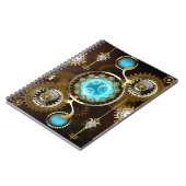 Steampunk Roestige Achtergrond met Turquoise Lenze Notitieboek (Linkerzijde)