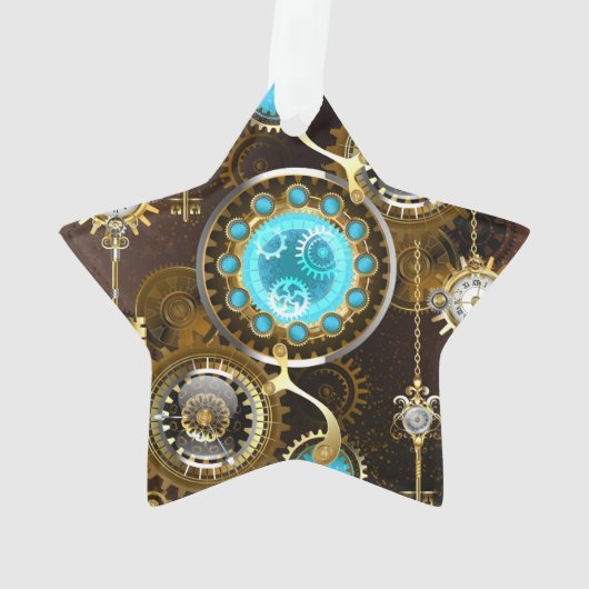 Steampunk Roestige Achtergrond met Turquoise Lenze Ornament (achterkant)