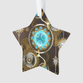 Steampunk Roestige Achtergrond met Turquoise Lenze Ornament (voorkant)