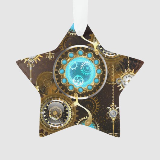 Steampunk Roestige Achtergrond met Turquoise Lenze Ornament (voorkant)