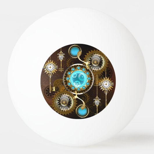 Steampunk Roestige Achtergrond met Turquoise Lenze Pingpongbal (Voorkant)