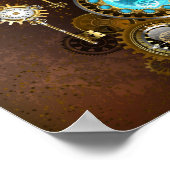 Steampunk Roestige Achtergrond met Turquoise Lenze Poster (Hoek)