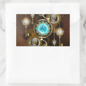 Steampunk Roestige Achtergrond met Turquoise Lenze Rechthoekige Sticker (Tas)