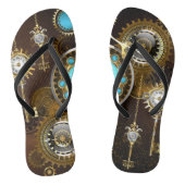 Steampunk Roestige Achtergrond met Turquoise Lenze Teenslippers (Voetbed)