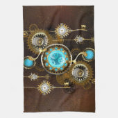 Steampunk Roestige Achtergrond met Turquoise Lenze Theedoek (Verticaal)