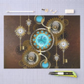 Steampunk Roestige Achtergrond met Turquoise Lenze Tissuepapier (Craft)